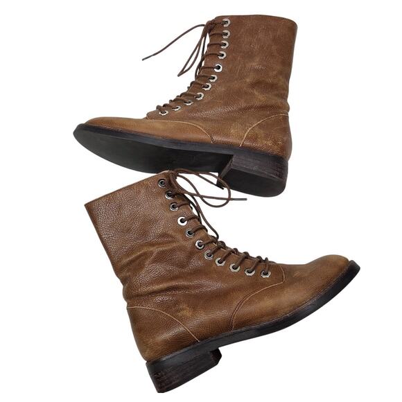 Jeffrey Campbell Ibiza Distressed Brown Leather Ankle Boots Side Zip Size 6.5 - Picture 2 of 14